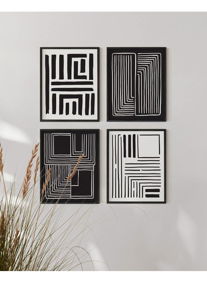 Home Trove Geometric Wall Art - Set Of 4 Black And White Posters For Room Aesthetic, Modern Abstract Wall Art, Minimalist Art Wall Decor, Large Black And White Wall Art, (11X14, Unframed) - Image 5
