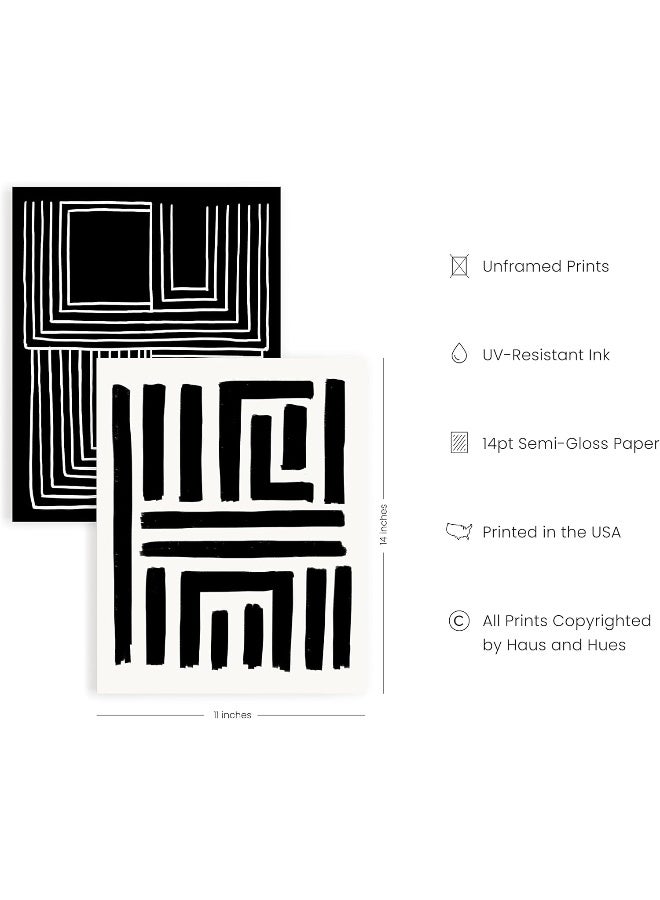 Home Trove Geometric Wall Art - Set Of 4 Black And White Posters For Room Aesthetic, Modern Abstract Wall Art, Minimalist Art Wall Decor, Large Black And White Wall Art, (11X14, Unframed) - Image 2