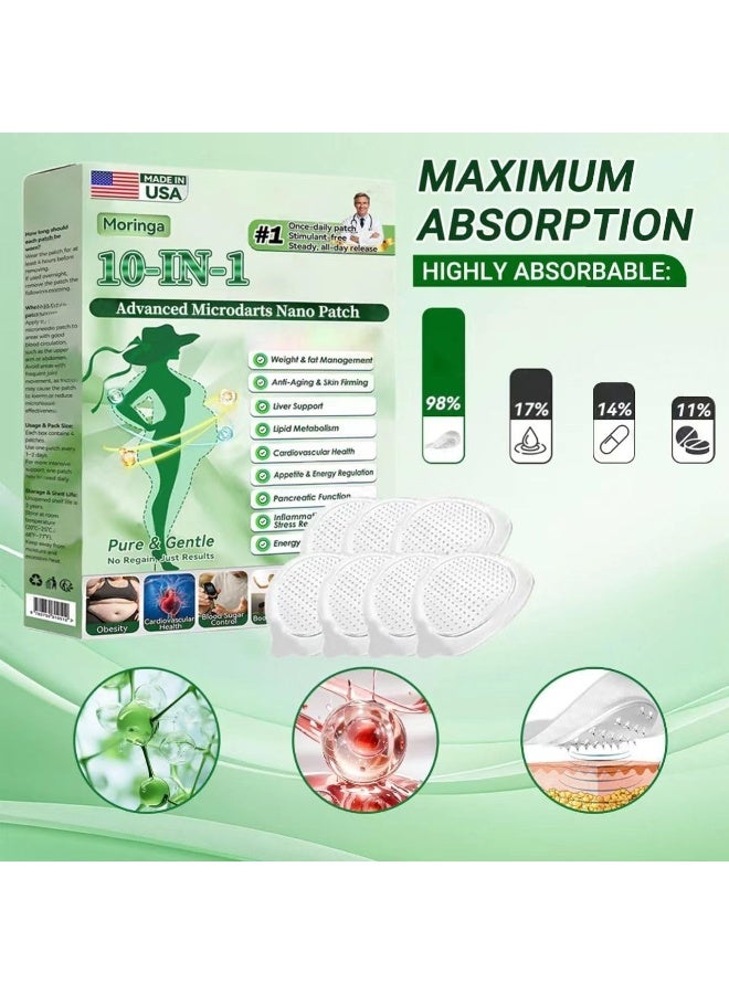 Moringa 10-In-1 Nano Microdarts Patch, 2026 New Berberine Patches, Natural Body Slim Patchs For Women And Men, Suitable for All Skin Types (2 boxes) - Image 2