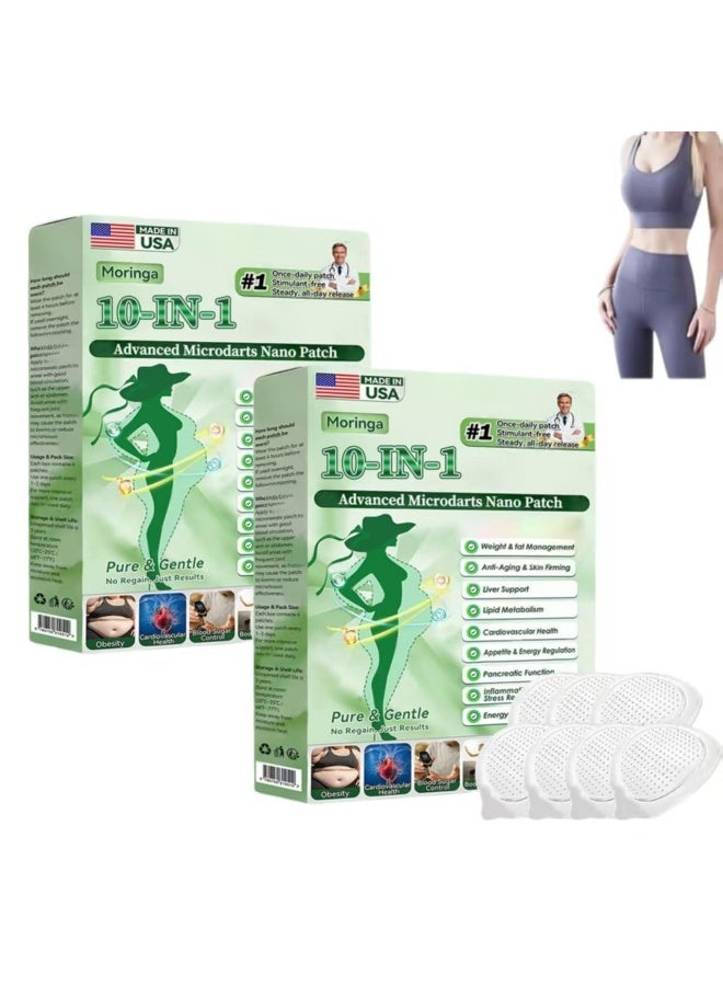 Moringa 10-In-1 Nano Microdarts Patch, 2026 New Berberine Patches, Natural Body Slim Patchs For Women And Men, Suitable for All Skin Types (2 boxes) - Image 1