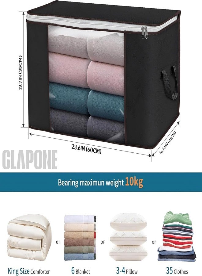CLAPONE Foldable Steel Frame Cloth Organizer for Storage/Wardrobe for Storage/almirah for Sarees/Shirts/Blankets/Storage Box with Handle (Black, 1 Pieces) - Image 2
