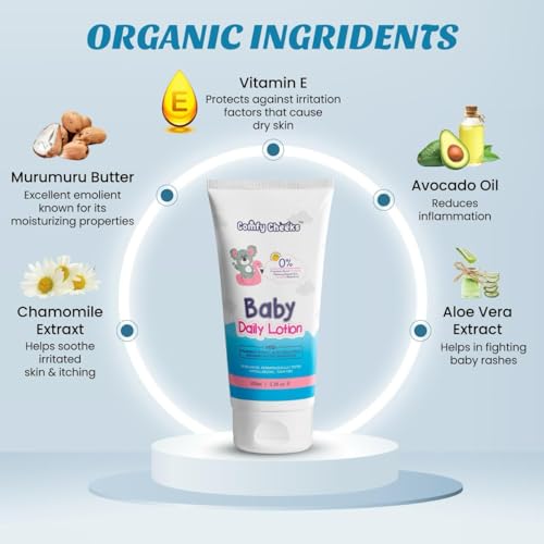 Comfy Cheeks Baby Daily Lotion | With Chamomile, Murumuru Butter, Aloe Vera & Avocado Oil | Soothes Rashes & Nourishes Delicate Skin | Dermatologist-Tested | For Newborns & Infants | 100 ml, Pack of 1 - Image 2