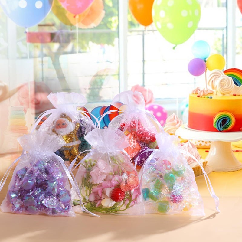 WenTao 100Pcs White Organza Bags, 2x3Inch Sheer Wedding Party Favor Bags with Drawstring, Jewelry Gift Bags Christmas Candy Pouches - Image 5