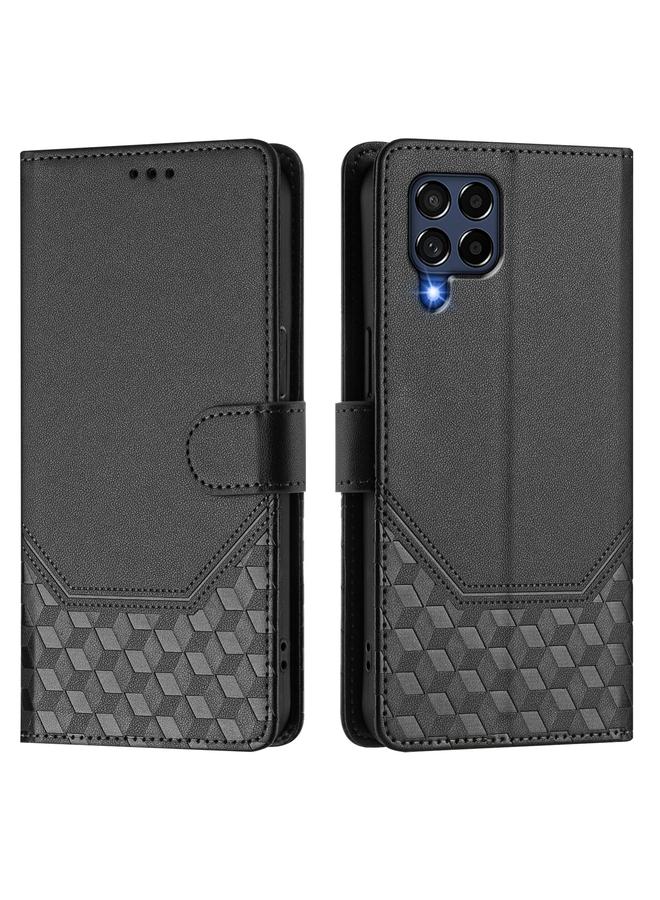 S-TOP Case For Samsung Galaxy M53 5G Honeycomb Embossing RFID Leather Phone Case - Image 2