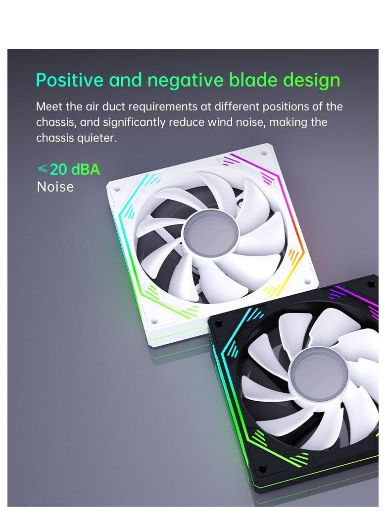 Snowman SNOWMAN Infinity ARGB Case Fan 12cm – 5V ARGB Lighting, Smart PWM Speed Control 4-Pin, Hydraulic Bearing 50,000 Hours Lifespan, 1600 RPM, Sleek Black Design  - Image 2