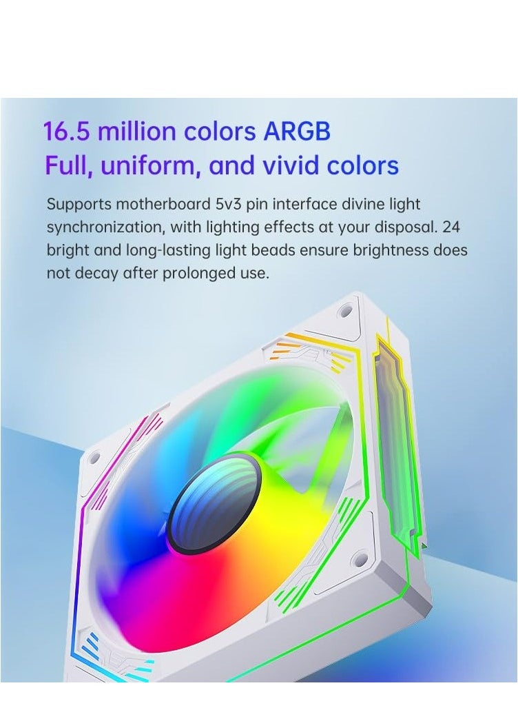Snowman SNOWMAN Infinity ARGB Case Fan 12cm – 5V ARGB Lighting, Smart PWM Speed Control 4-Pin, Hydraulic Bearing 50,000 Hours Lifespan, 1600 RPM, Sleek Black Design  - Image 3