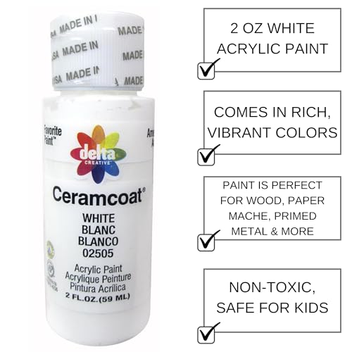 Delta Creative Ceramcoat Acrylic Paint in Assorted Colors (2 oz), 2505, White - Image 2