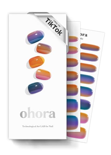 ohora Semi Cured Gel Nail Strips N Gradient  Blue Ombre Works with Any UVLED Lamps SalonQuality Long Lasting Easy to Apply  Remove  Includes 2 Prep Pads Nail File  Wooden Stick