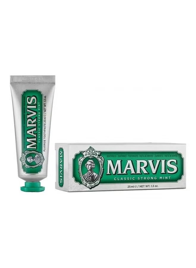 Marvis Classic Strong Mint Toothpaste 25ml - Intense Mint Flavor for Long-Lasting Freshness and Effective Oral Care - Image 1