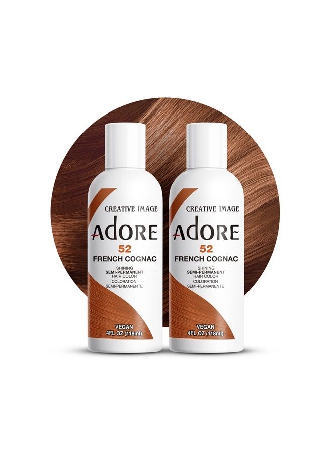 Adore Semi Permanent Hair Color - Vegan and Cruelty-Free Hair Dye - 4 Fl Oz - 052 French Cognac (Pack of 2) - Image 1