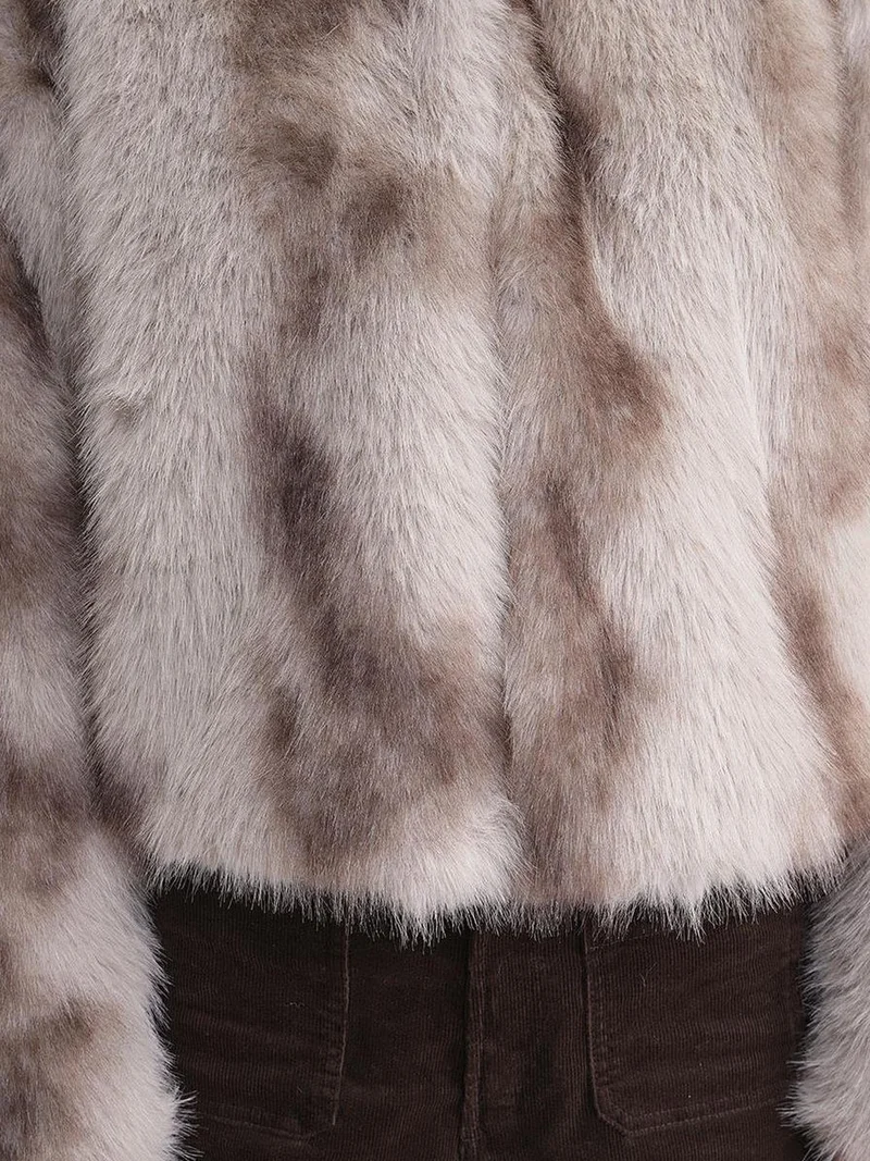 MixRay Oatmeal Natural Mixray Faux Fur Jacket for Women | Best Price UAE
