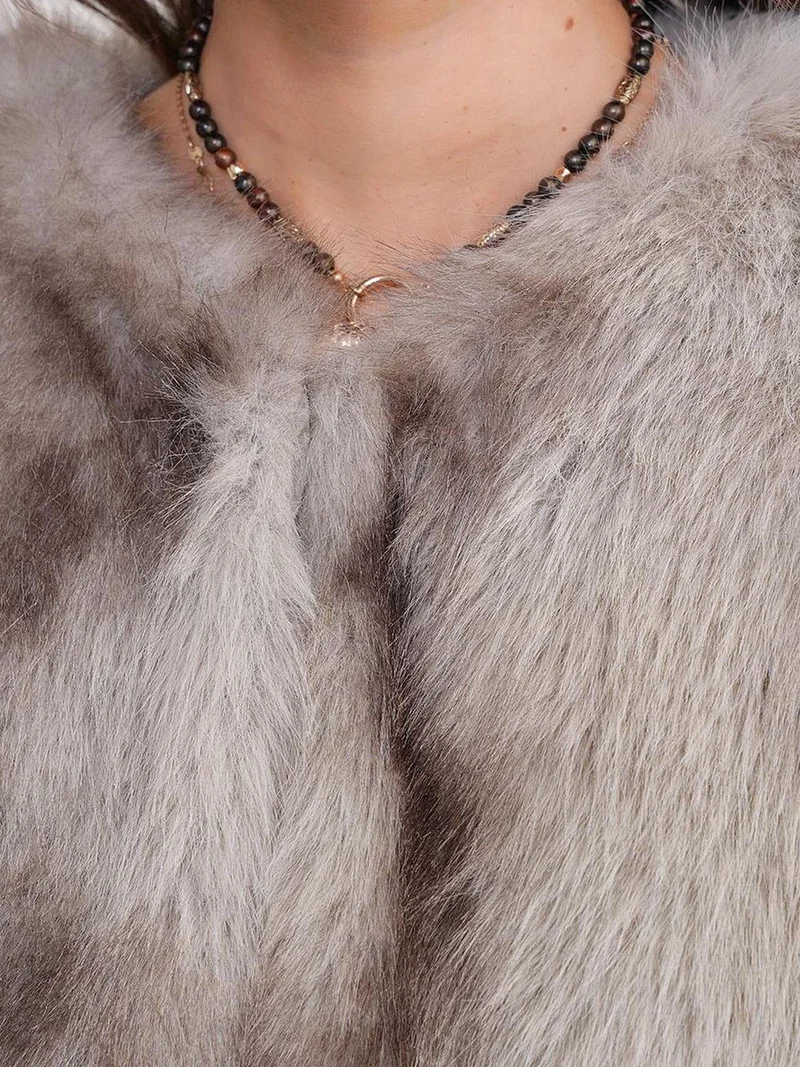 MixRay Oatmeal Natural Mixray Faux Fur Jacket for Women | Best Price UAE