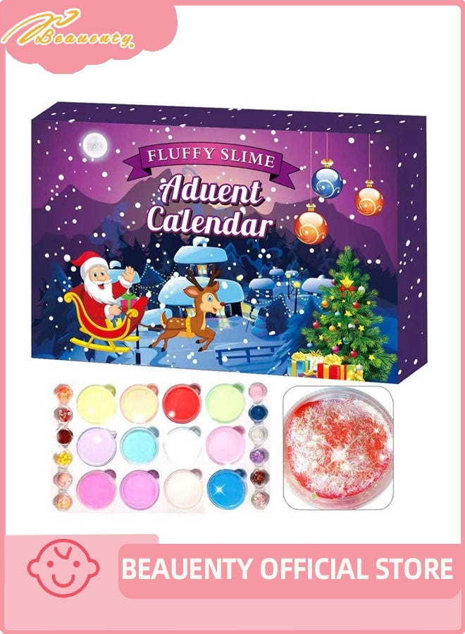 Beauenty 2025 Christmas Slime Kit, Countdown to Christmas with 24 Pack Fluffy Slime Kit, Advent Calendar Slime Kit for Kids Boys And Girls over 6+ - Image 1