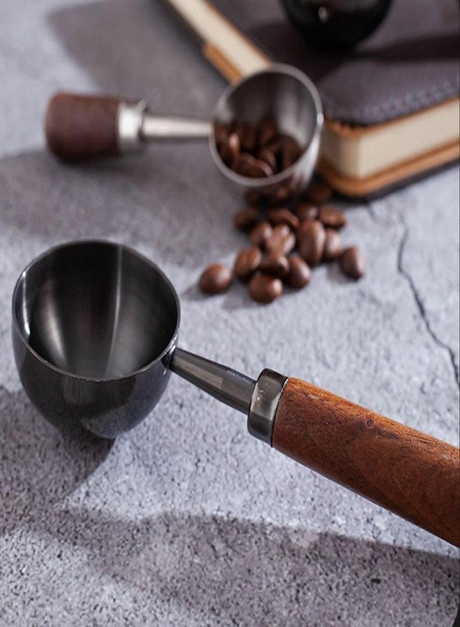 hobbyme 2Pcs Vintage Stainless Steel Coffee Measuring Spoon,2 Styles Coffee Scoop with Walnut Handle,Easy to Use,30ML Capacity Coffee Measuring Cup for Home Kitchen(Black) - Image 3