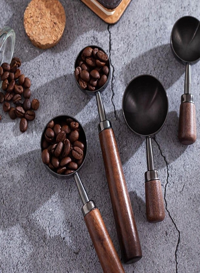 hobbyme 2Pcs Vintage Stainless Steel Coffee Measuring Spoon,2 Styles Coffee Scoop with Walnut Handle,Easy to Use,30ML Capacity Coffee Measuring Cup for Home Kitchen(Black) - Image 4