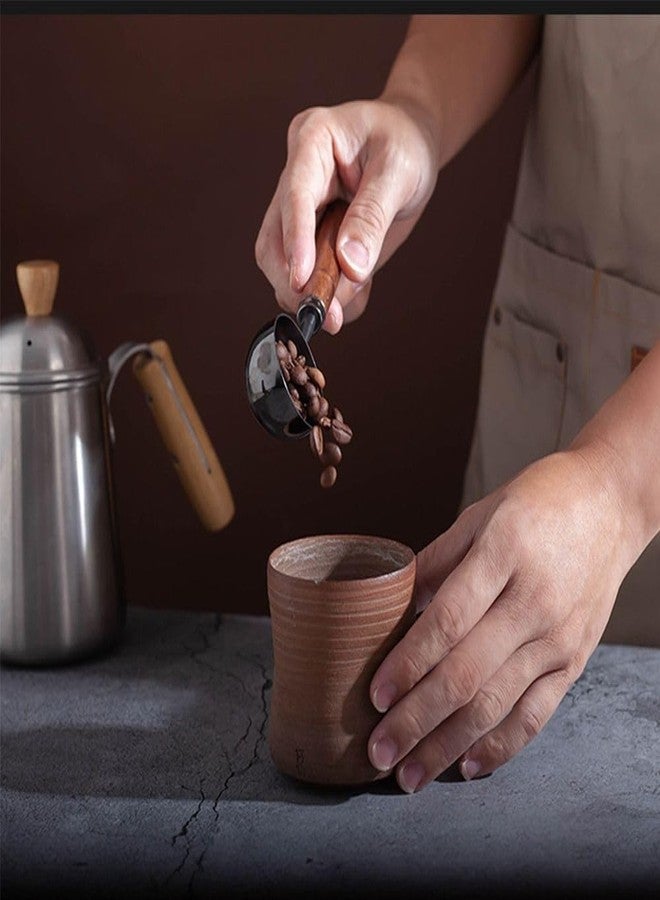 hobbyme 2Pcs Vintage Stainless Steel Coffee Measuring Spoon,2 Styles Coffee Scoop with Walnut Handle,Easy to Use,30ML Capacity Coffee Measuring Cup for Home Kitchen(Black) - Image 2