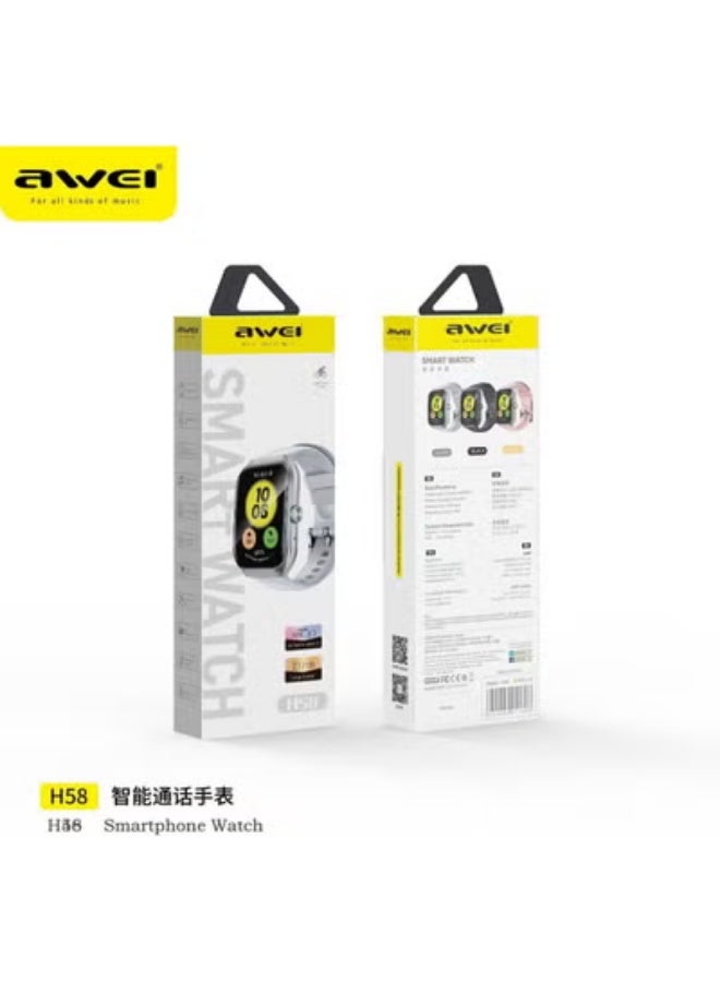 Awei H58 Smart Watch 2.1 inches AMOLED IP67 Waterproof Bluetooth Calls Fitness Bracelet Compatible with Android iOS - Silver - Image 2