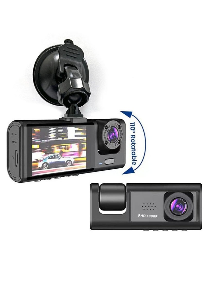 Generic - NEW 3-Channel Car Dash Camera: 130° Wide Angle, 1296x1080P Front, Inside, and Rear Camera - Image 1
