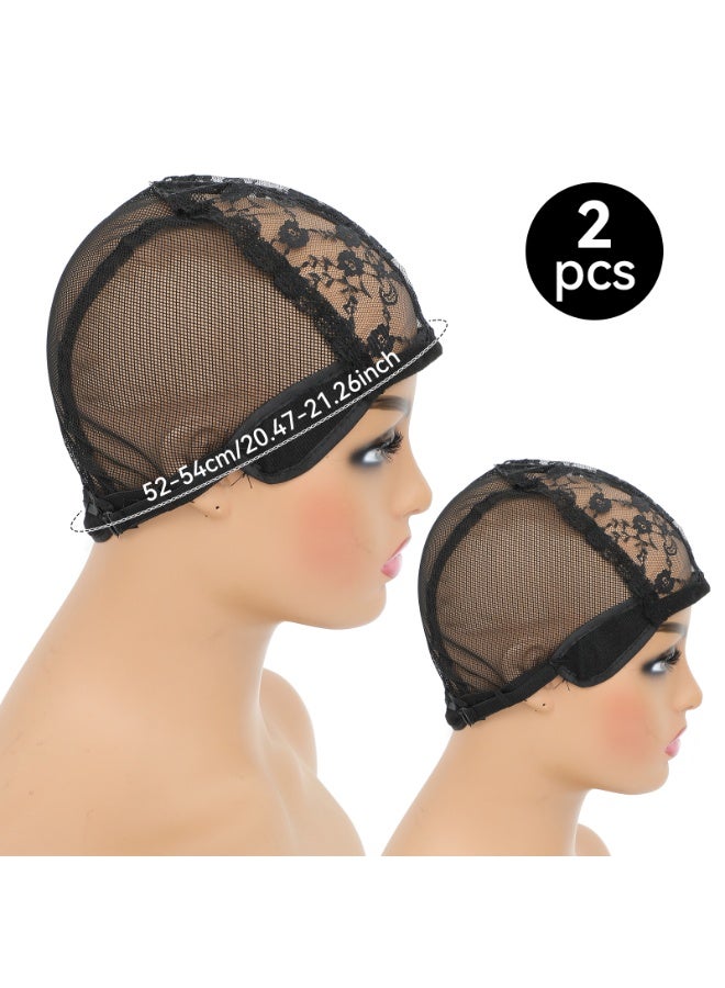 ShineDown 2 Pcs Black Lace Wig Cap-Breathable Soft Adjustable Wig Caps For Women, Elastic Stretchable Mesh Fabric With Soft Edges, Secure Fit For Hair Extensions and Headscarf, Hypoallergenic and Breathable - Image 3