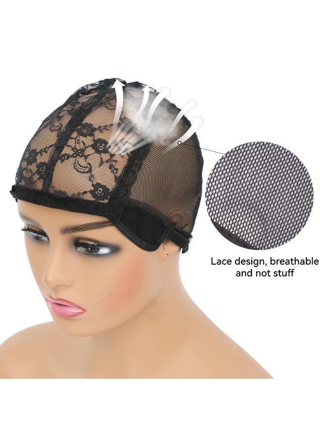 ShineDown 2 Pcs Black Lace Wig Cap-Breathable Soft Adjustable Wig Caps For Women, Elastic Stretchable Mesh Fabric With Soft Edges, Secure Fit For Hair Extensions and Headscarf, Hypoallergenic and Breathable - Image 2