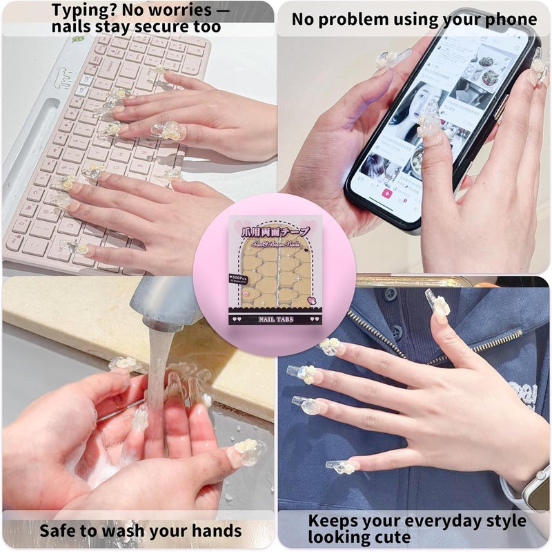 Sun&Beam Nails Adhesive Tabs 25 Sheets for Press On False Nail Gel Glue Double Sided Stickers Waterproof Transparent Strong Sticky (25sheet Set with Box) - Image 5
