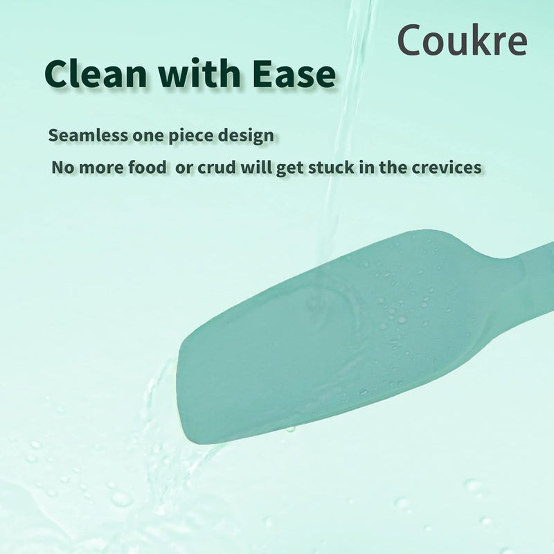 Coukre Silicone Spatula Set of 5,High Temperature Resistant, Food Grade Silicone, Dishwasher Safe, for Baking, Cooking (Pure Aqua Green) - Image 4