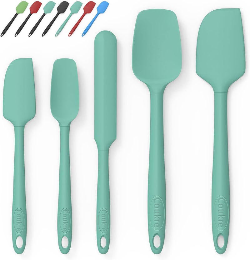 Coukre Silicone Spatula Set of 5,High Temperature Resistant, Food Grade Silicone, Dishwasher Safe, for Baking, Cooking (Pure Aqua Green) - Image 1