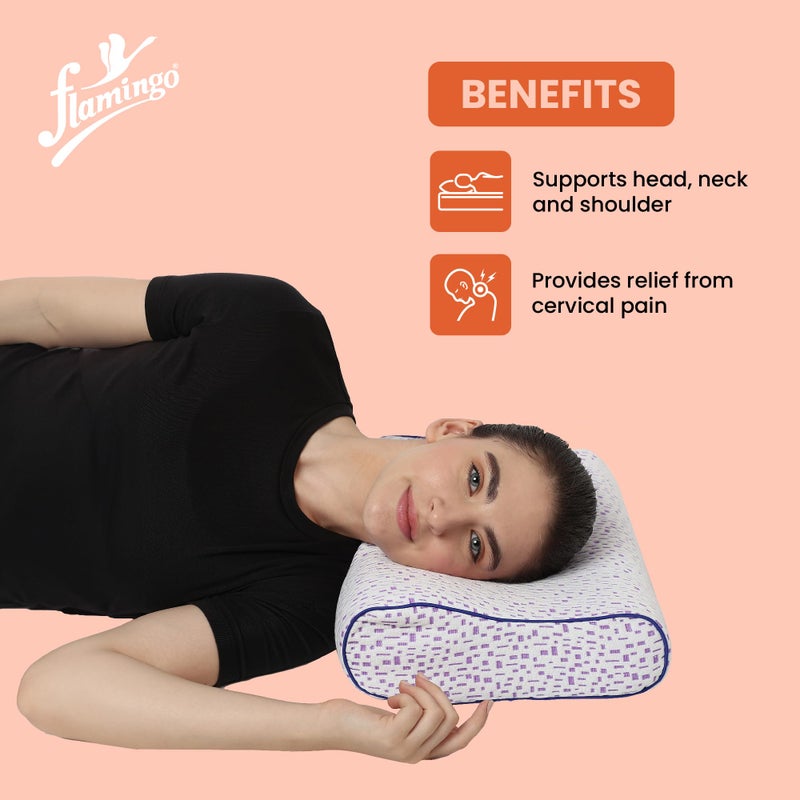 Flamingo وسادة فلامينغو الفاخرة من فوم الذاكرة | وسادة عنق عظمية بتصميم مائل لتخفيف آلام الرقبة والكتف | وسائد سرير مناسبة للنائمين على الظهر والجانب والبطن | لون-أناقة | حجم-عالمي - Image 3