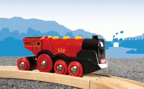 BRIO World Mighty Red Action Locomotive Batteryoperated Toy Train for Wooden Track Motorized Train with Light Sound Compatible with All BRIO Railway Sets Interactive Play Kids Ages 3 Up - Image 5