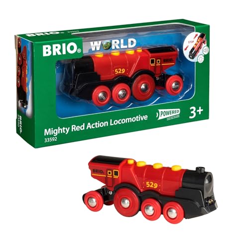 BRIO World Mighty Red Action Locomotive Batteryoperated Toy Train for Wooden Track Motorized Train with Light Sound Compatible with All BRIO Railway Sets Interactive Play Kids Ages 3 Up - Image 1
