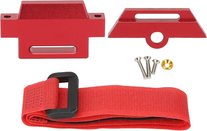 Focket Tall Battery Holder Mount Hold Down for Traxxas 110 Slash 2WD 5822 5822A Chassis Aluminium Alloy RC Battery Mount Plate Battery Holder Mount with Strap for Traxxas 110 Slash Red - Image 1