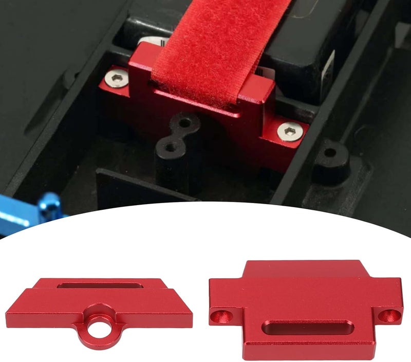 Focket Tall Battery Holder Mount Hold Down for Traxxas 110 Slash 2WD 5822 5822A Chassis Aluminium Alloy RC Battery Mount Plate Battery Holder Mount with Strap for Traxxas 110 Slash Red - Image 5