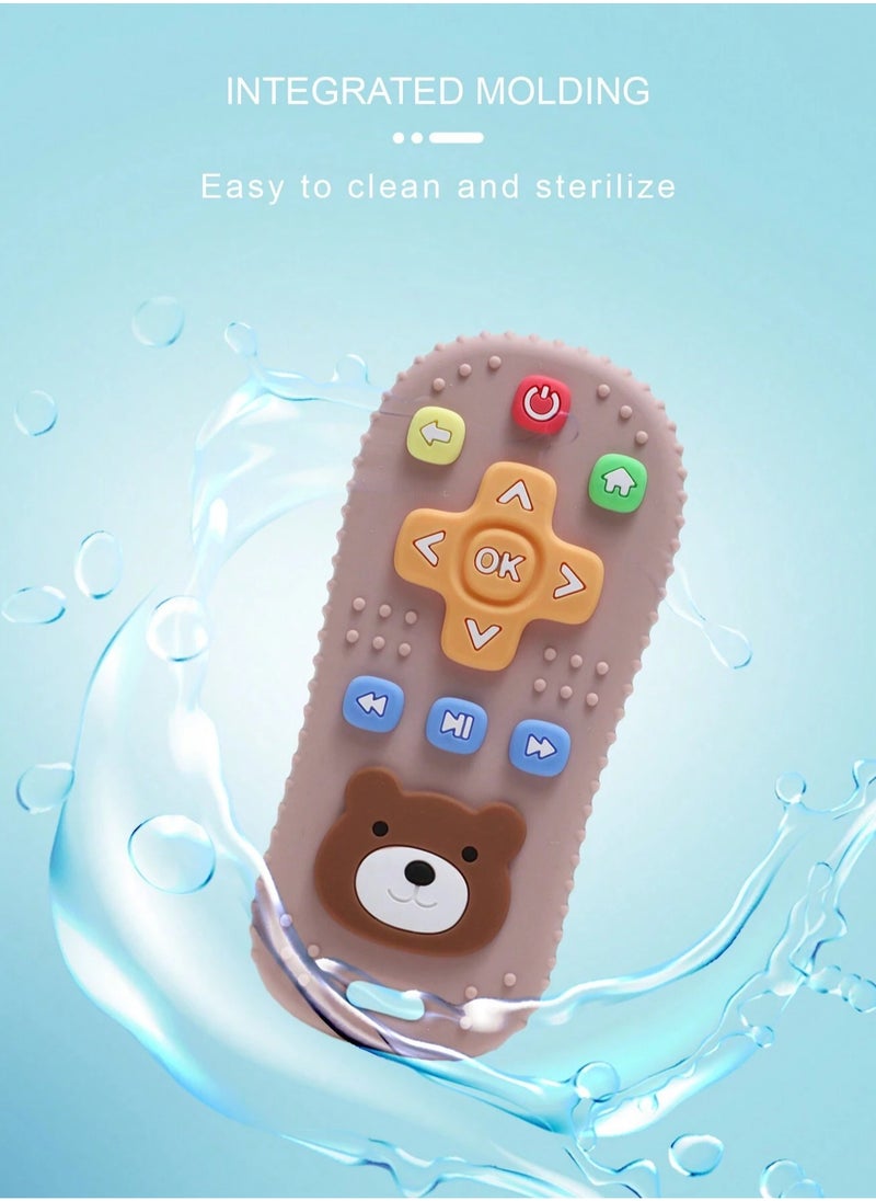 Bebiland - Bear Remote Teether for Baby, Soft Chew Toys with TV Remote Control Shape for Toddler Teething Relief and Soothe Sore Gum Infant Teether for 3-12 Months, Dark Pink - Image 1