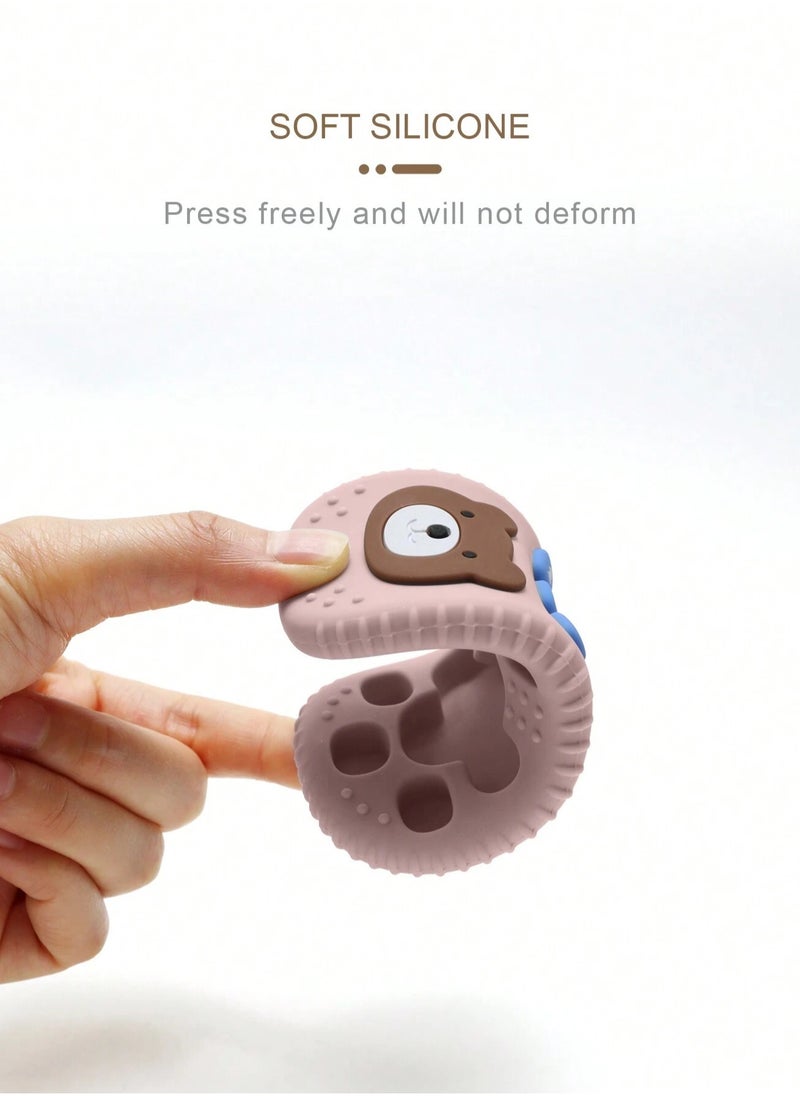 Bebiland - Bear Remote Teether for Baby, Soft Chew Toys with TV Remote Control Shape for Toddler Teething Relief and Soothe Sore Gum Infant Teether for 3-12 Months, Dark Pink - Image 1