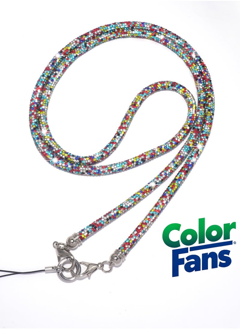 Color Fans - Crossbody Long Lanyard Set with Diamonds Suitable for Pairing with Items Such As Phones Wallets Keys - Image 1