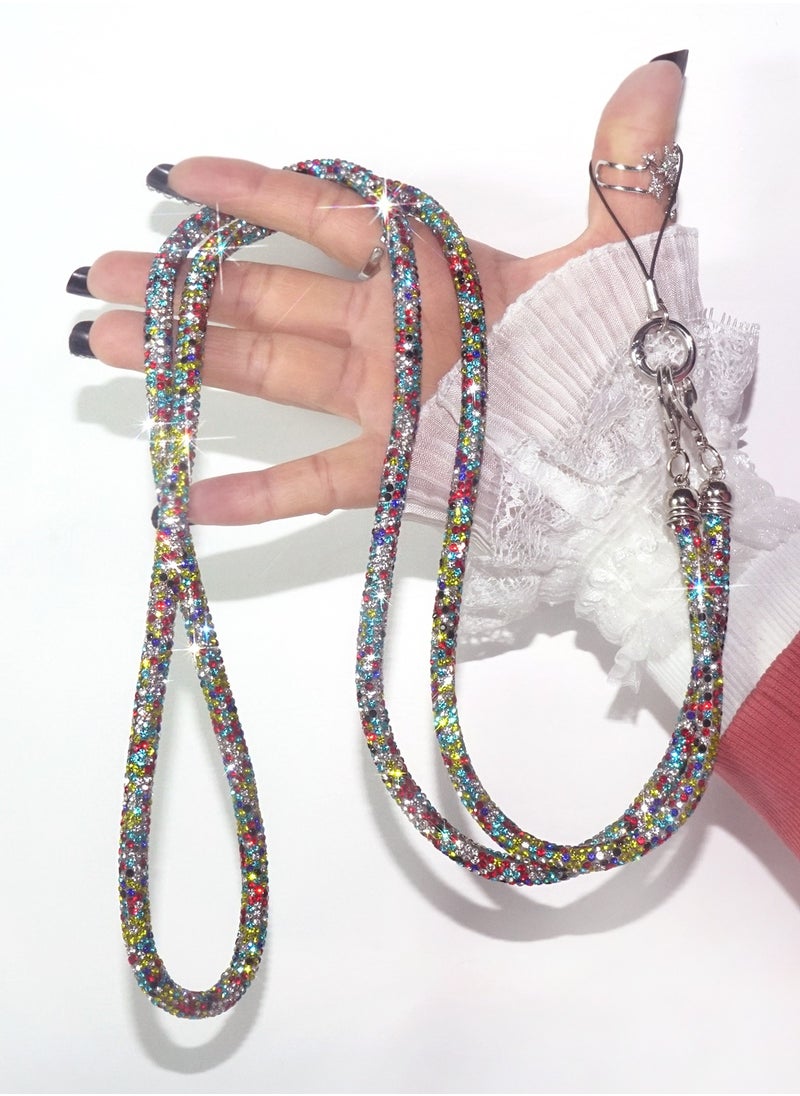 Color Fans - Crossbody Long Lanyard Set with Diamonds Suitable for Pairing with Items Such As Phones Wallets Keys - Image 1