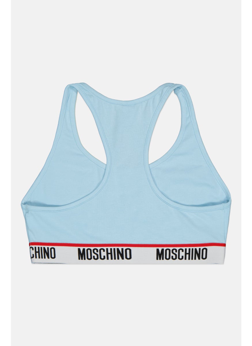 MOSCHINO Women Brand Logo Non Padded Bralette, Light Blue  - Image 2