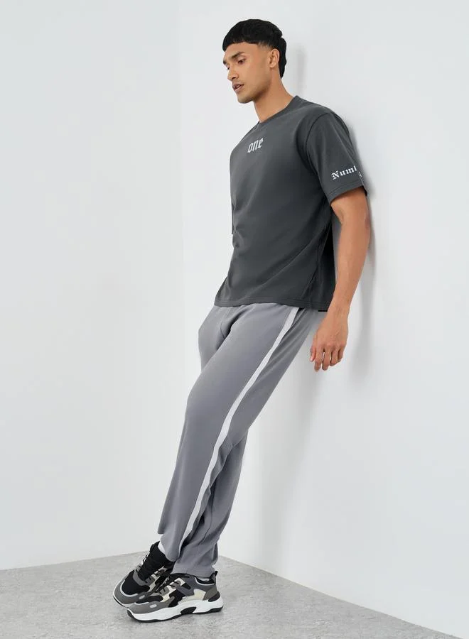 ستايلي Styli Men Grey Relaxed Fit Side Tape Joggers