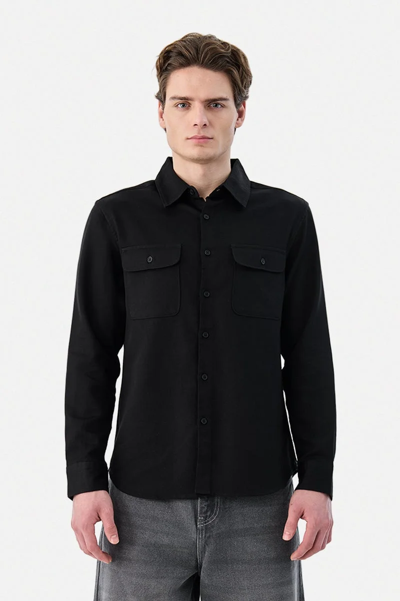 SNITCH Linen Blend Regular Fit Double Pocket Shirt