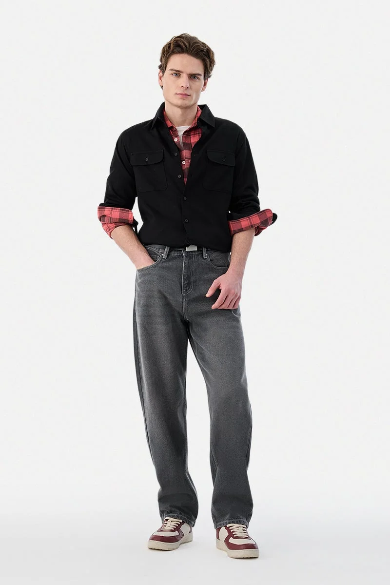 SNITCH Linen Blend Regular Fit Double Pocket Shirt