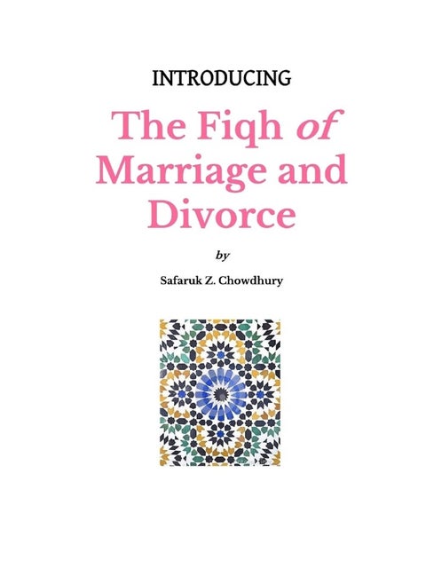 CREATESPACE Introducing The Fiqh of Marriage and Divorce: Outlines and Basic Rulings