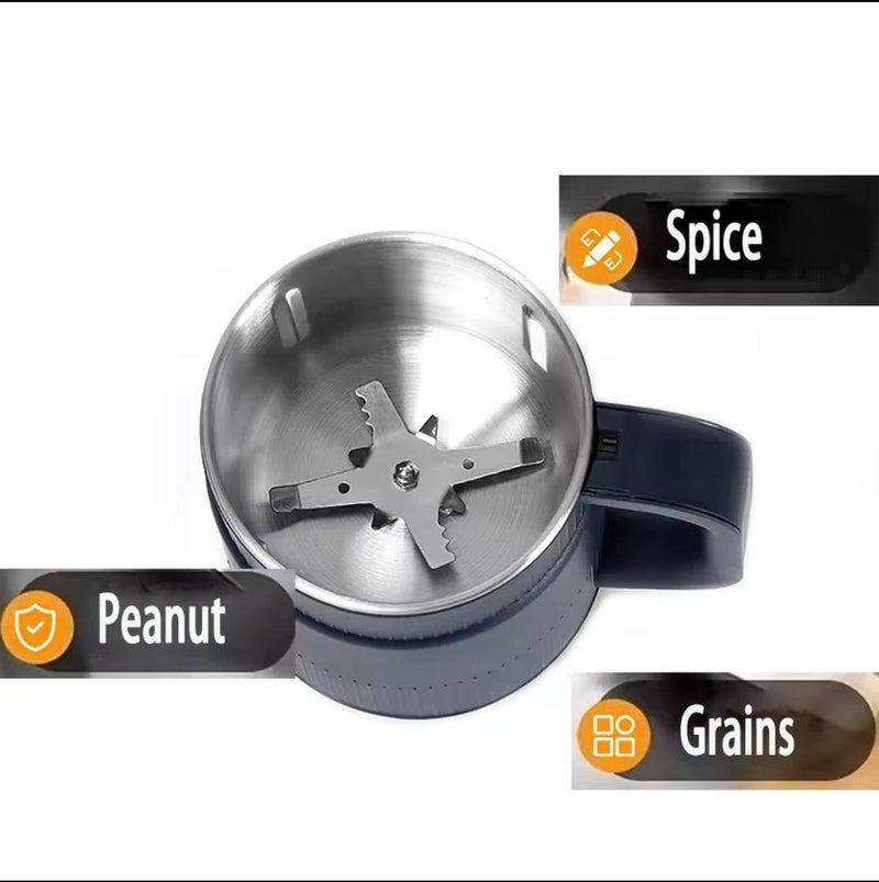 Electric Grinder, 300W, 600ml Capacity, Stainless Steel, Eight Blades, for Coffee Beans, Spices, Nuts, Seeds
