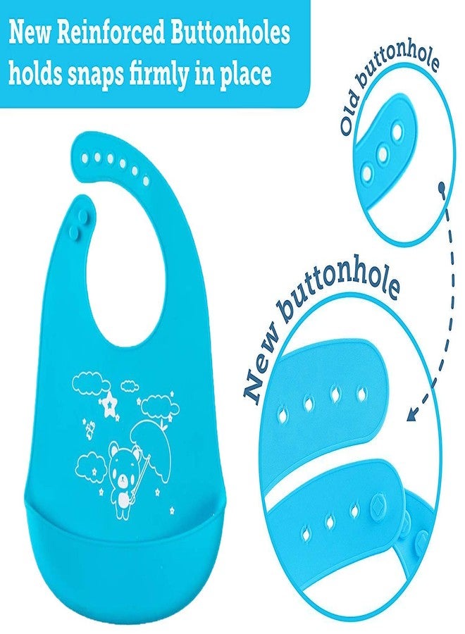Moppets Baby Bibs with Food Catching Pocket (Blue & Orange) - Newborn to 3 Years - Image 3