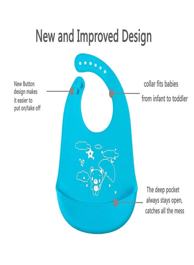 Moppets Baby Bibs with Food Catching Pocket (Blue & Orange) - Newborn to 3 Years - Image 2