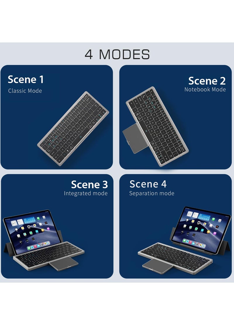 SYOSI - Wireless Bluetooth Keyboard with Touchpad, Multi-Device Sync, PU Tablet Stand, for iPad, MacBook, Windows, Android, Mac Laptop - Image 1