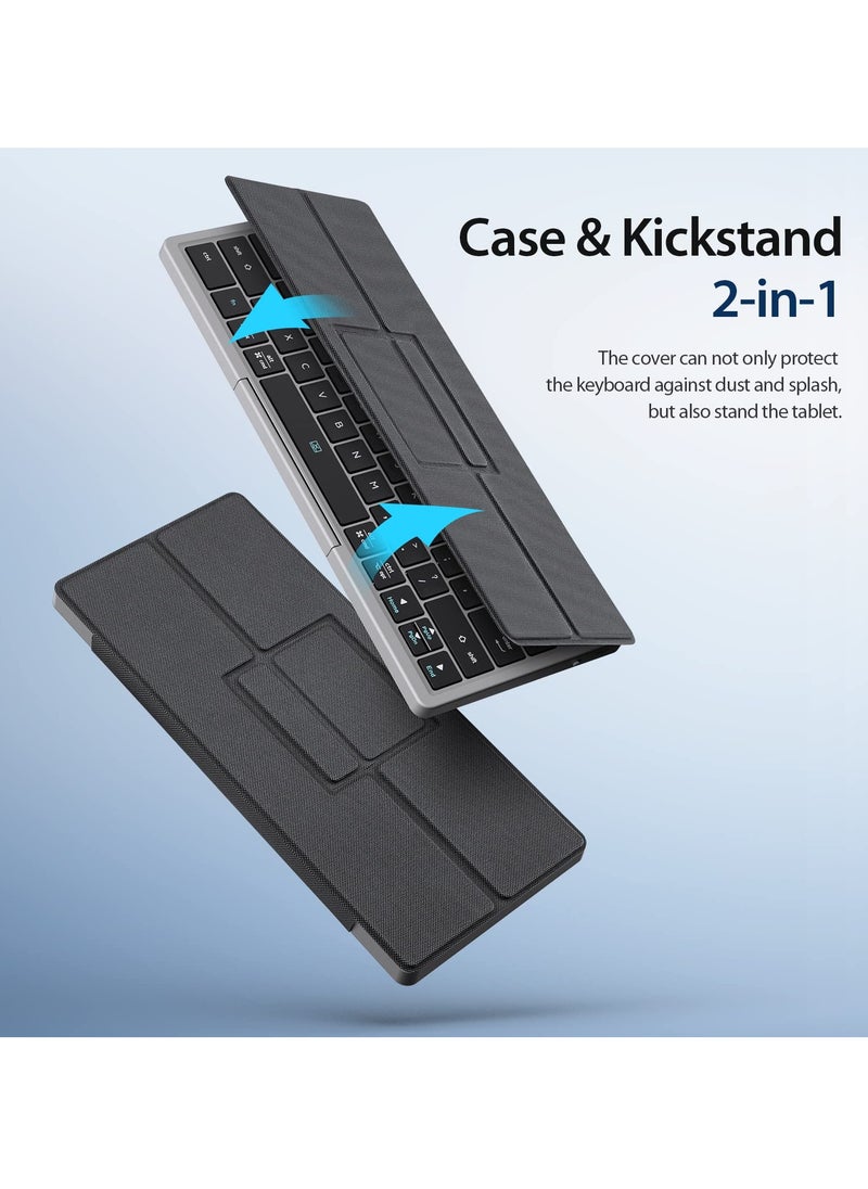 SYOSI - Wireless Bluetooth Keyboard with Touchpad, Multi-Device Sync, PU Tablet Stand, for iPad, MacBook, Windows, Android, Mac Laptop - Image 1