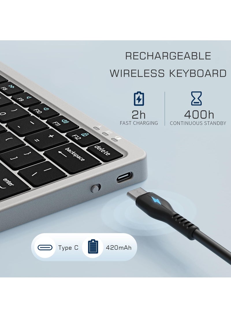 SYOSI - Wireless Bluetooth Keyboard with Touchpad, Multi-Device Sync, PU Tablet Stand, for iPad, MacBook, Windows, Android, Mac Laptop - Image 1