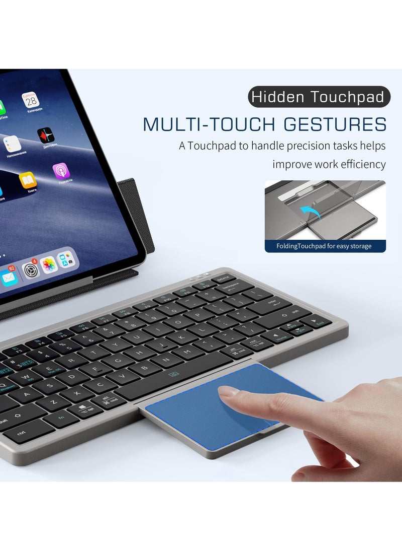 SYOSI - Wireless Bluetooth Keyboard with Touchpad, Multi-Device Sync, PU Tablet Stand, for iPad, MacBook, Windows, Android, Mac Laptop - Image 1