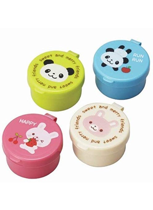 Torne Torune Condiment Mayo Containers two set for Bento Lunch Box Mini Animal Friends and Dot Border Total 8 cups  - Image 2