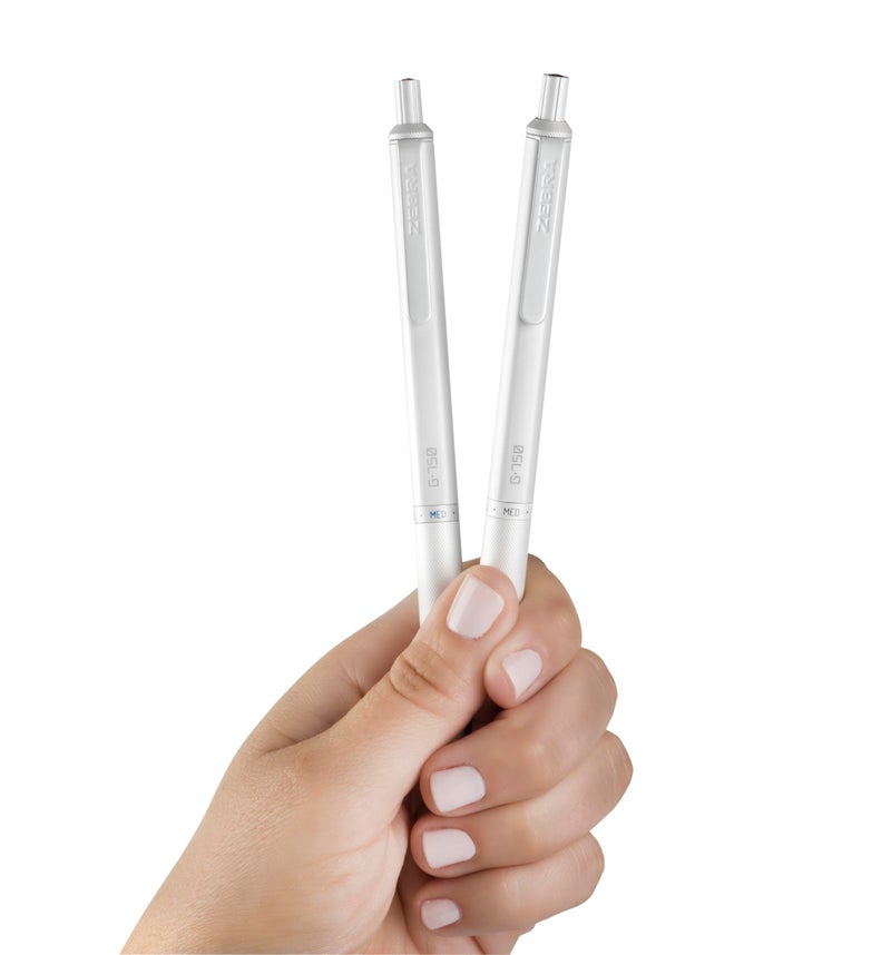 Zebra Pen G-750 Signature Series Retractable Gel Pen 1-Pack with Refills, Black Ink, 0.7mm Medium Point, Pearl White Premium and Durable Brass Barrel, Textured Grip, Rapid Dry Ink (49801) - Image 3
